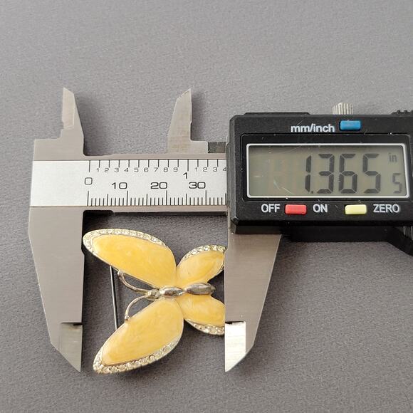 Vintage Butterfly Brooch Lot Enamel Rhinestone Gold Tone Pin Yellow Blue - Picture 8 of 12